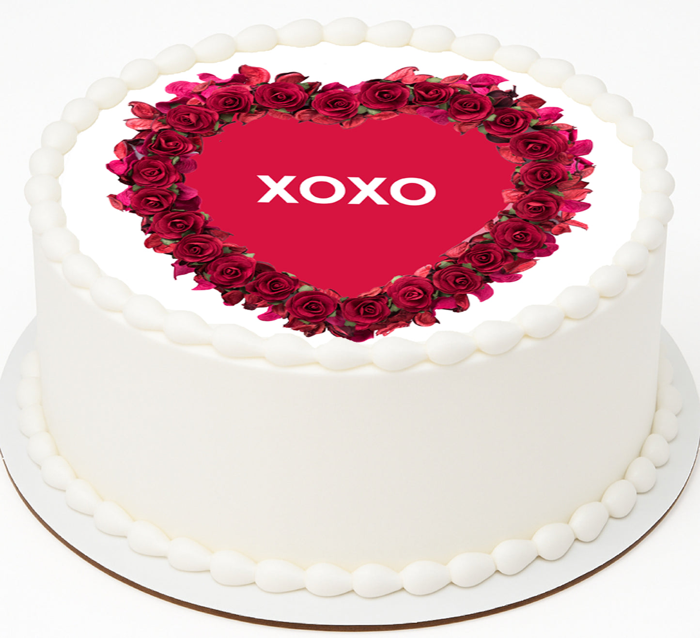 Custom Edible Cake Topper – Valentine Timeless Rose Heart Design – Pre-cut 8" Round Icing Sheet – RA Pape
