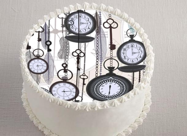 Timeless Vintage Pocket Watch  Edible Cake Image Topper Easy to USe