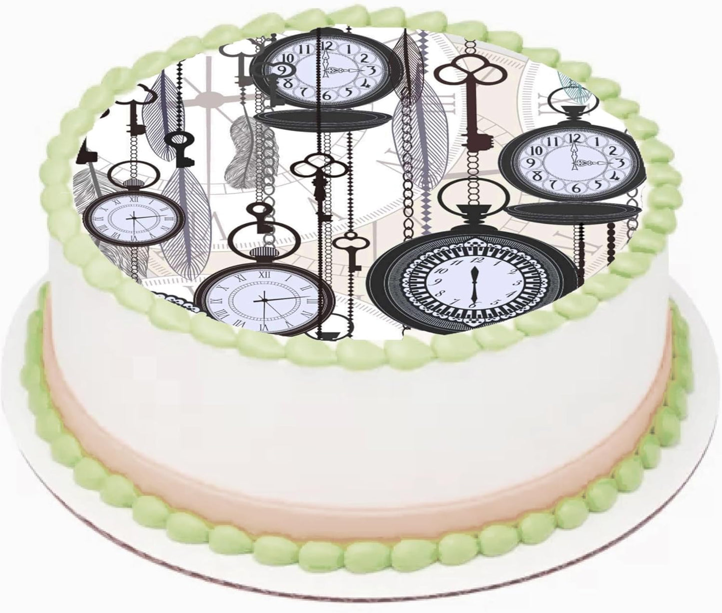 Timeless Vintage Pocket Watch  Edible Cake Image Topper Precut