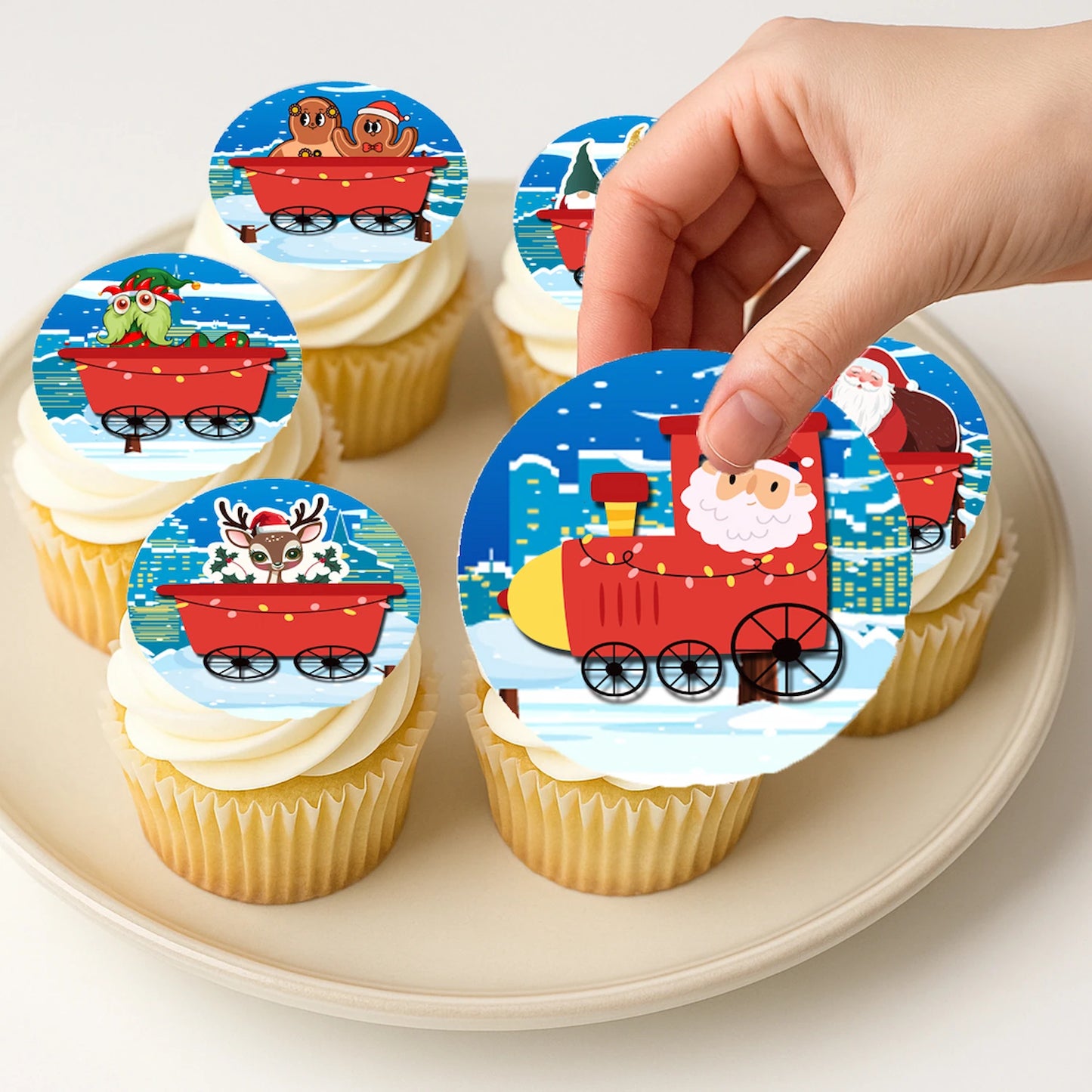 Christmas Edible Cake Images - Train - Cookie & Cupcake Toppers