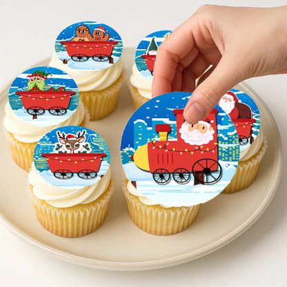 Christmas Edible Cake Images - Train - Cookie & Cupcake Toppers