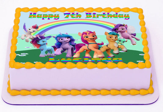 Unicorn Little Pony Birthday Edible Image Cake Topper