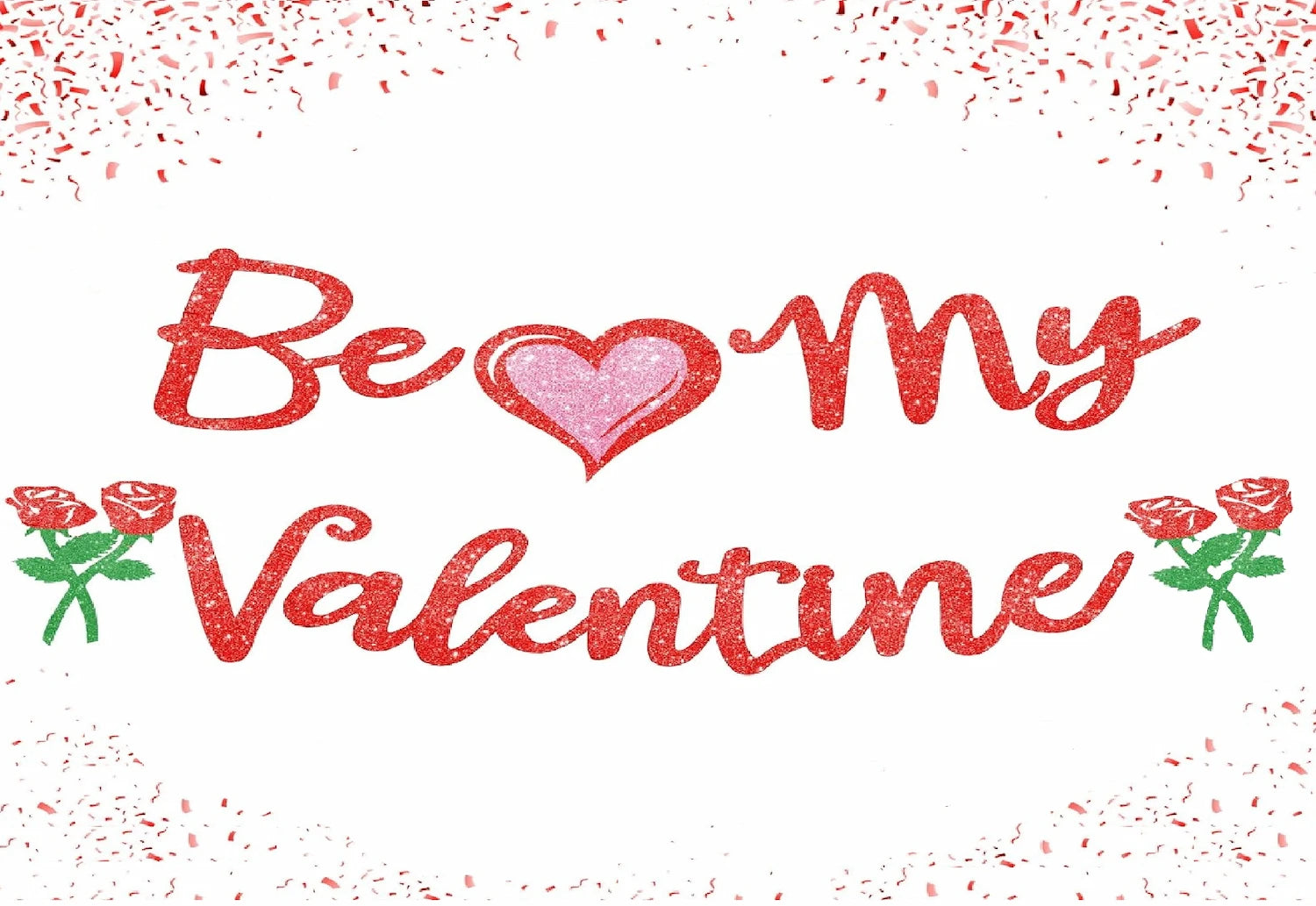 Valentine's Day-themed text with hearts and roses on an edible image