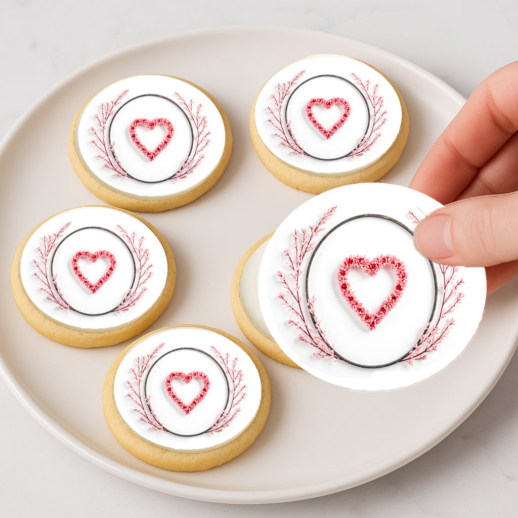Custom Edible Cake Topper – Valentine Pink Whisper Heart  Design – Icing Sheet Cookie & Cupcake Images –20 Pre-cut 2” Round– RA Pape
