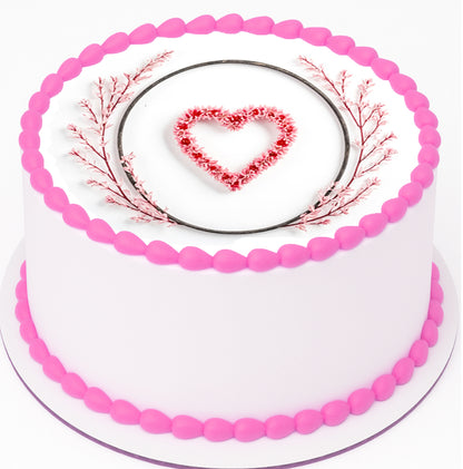 Custom Edible Cake Topper – Valentine Pink Whisper Heart Design – Pre-cut 8" Round Icing Sheet – RA Pape