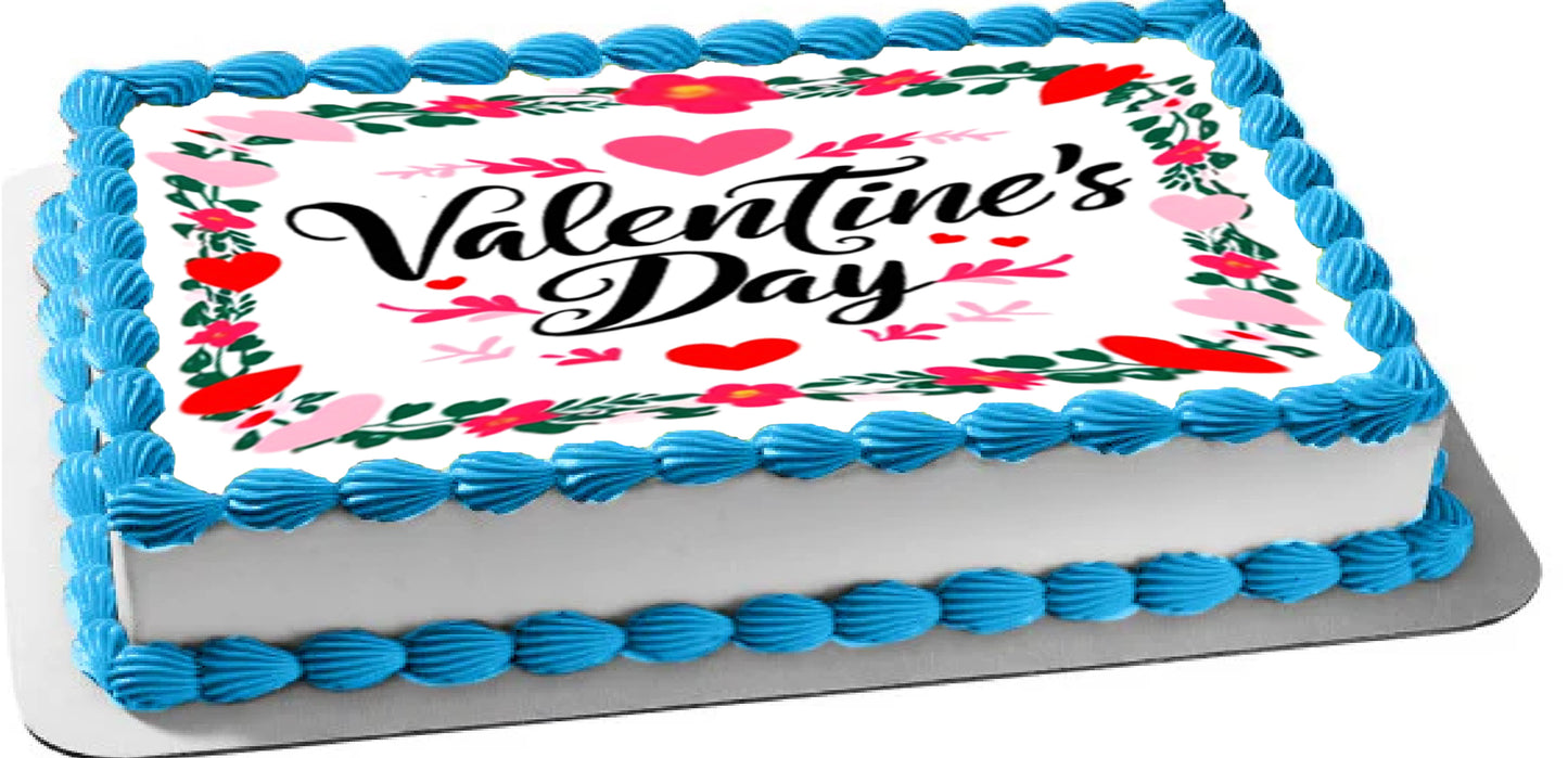 Custom Edible Cake Topper – Valentine Wreath Edible Image Sheet Cake Topper - RA Pape