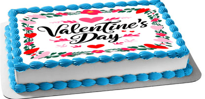Custom Edible Cake Topper – Valentine Wreath Edible Image Sheet Cake Topper - RA Pape