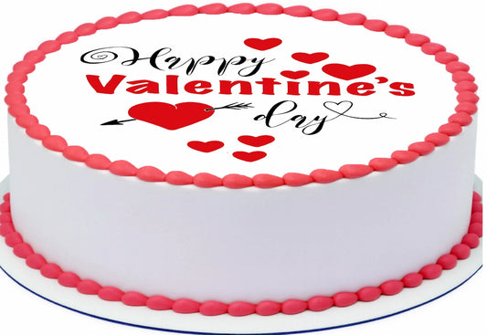 Custom Edible Cake Topper – Valentines Day Hearts Design – Pre-cut 8" Round Icing Sheet – RA Pape
