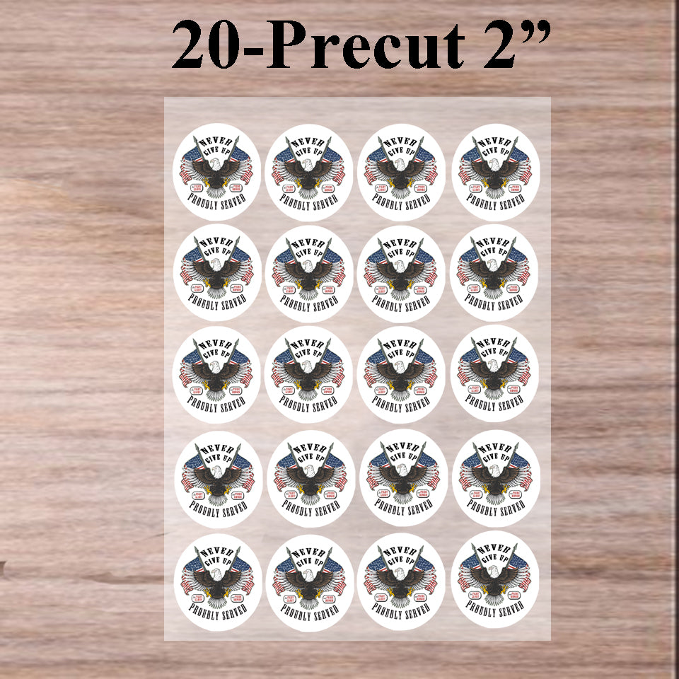 Veterans Proudly Served Eagle Flag Edible Image Cookie & Cupcake Toppers – 20 Precut 2” Rounds