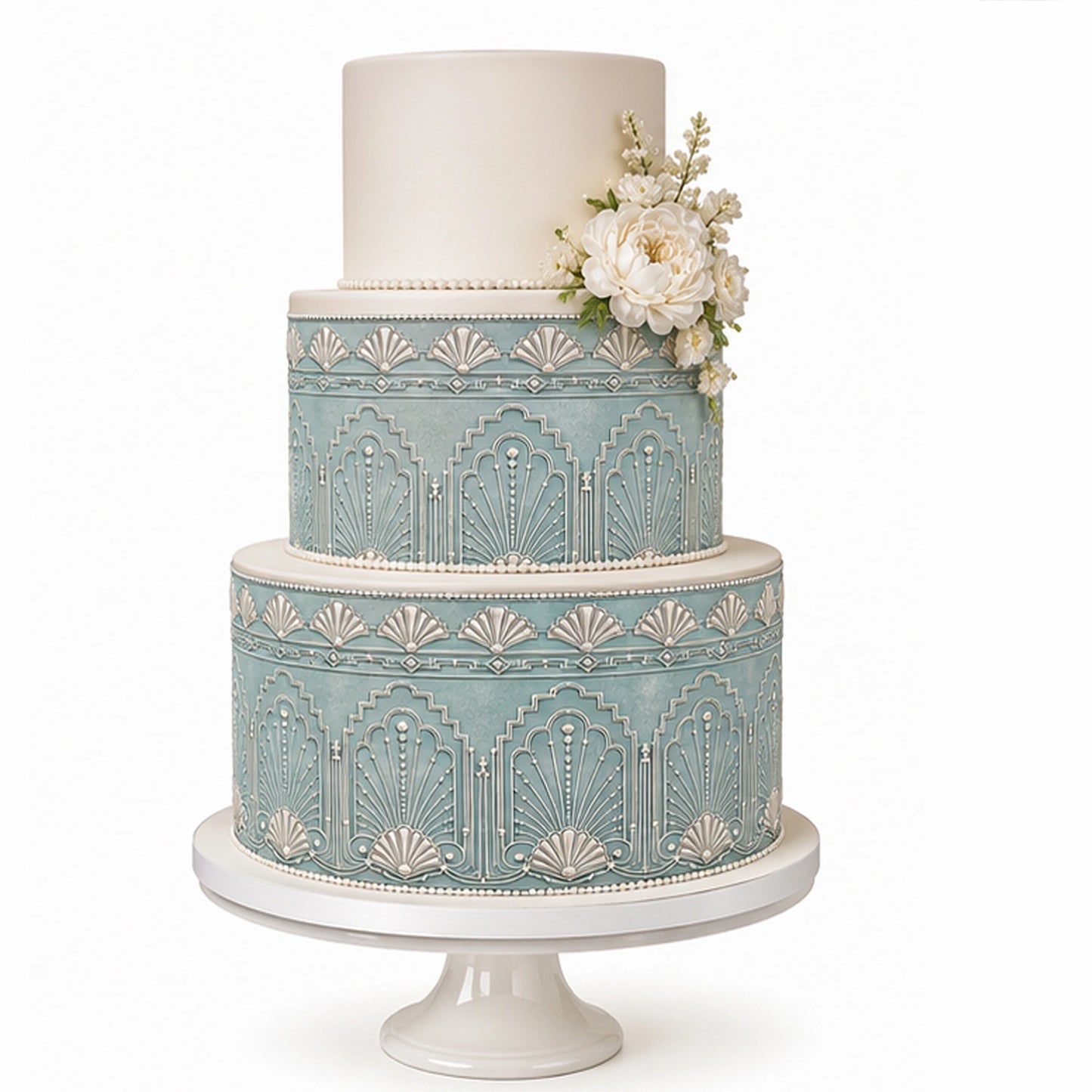 Vintage Wedding Art Deco Edible Image Cake Wrap - Seamless -  Precut Icing Sheet 
