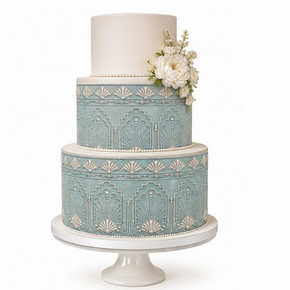Vintage Wedding Art Deco Edible Image Cake Wrap - Seamless -  Precut Icing Sheet 