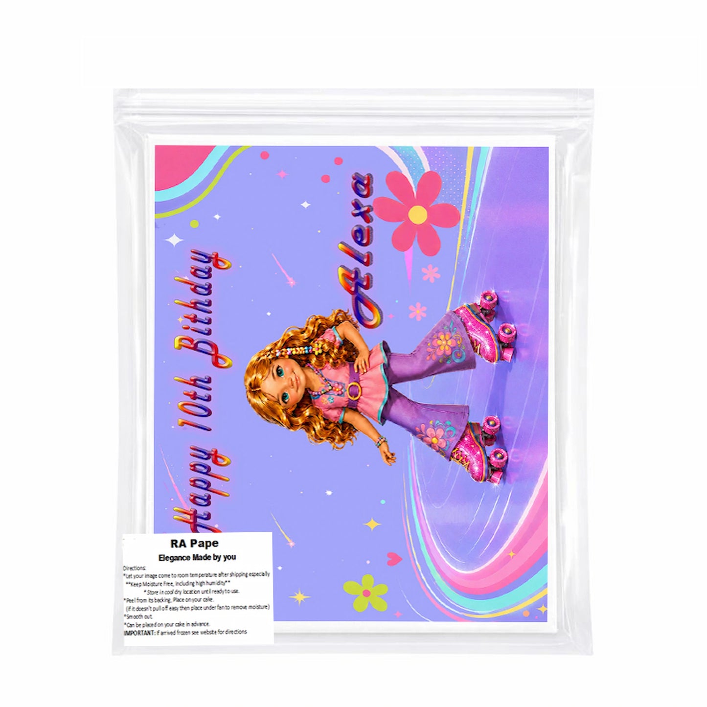 We send you Beautiful Fashion Doll Skater Edible Image Cake Topper - 1/4 Icing Sheet - RA Pape