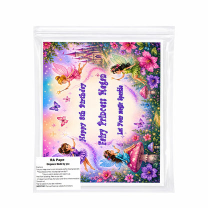 we send yoou 1 Custom Edible Image Cake Topper - Magical Fairy Princess Birthday -1/4 Icing Sheet - RA Pape Sealed in a plastic bag