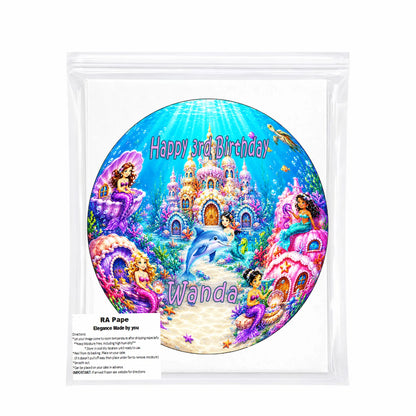 We send you 1 Custom Edible Image Cake Topper - Mermaid Under The Sea - precut 8" Icing Sheet - RA Pape Sealed in a bag