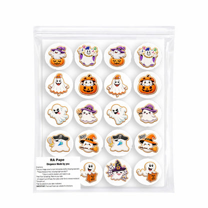 We send you 1 set Halloween Edible Image Cookie-Cupcake Topper Ghostly Delights-20- 2" Precut Icing Sheet- RA Pape  sealed in it's own bag