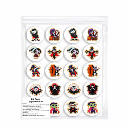 We send you 1 set Halloween Edible Image Cookie & Cupcake Topper Vampires Night Out-20- 2" Precut Icing Sheet- RA Pape sealed in it's own bag