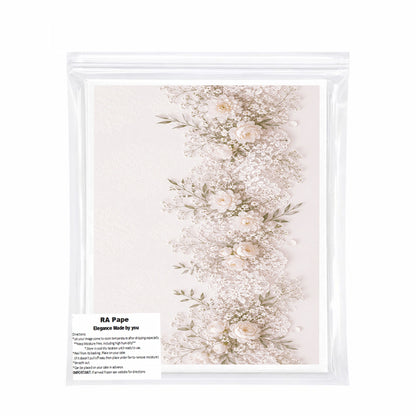 We send you precut ro fit your Lace and Baby’s Breath Wedding Custom Edible Image Cake Wrap – Seamless Icing Sheet - RA Pape