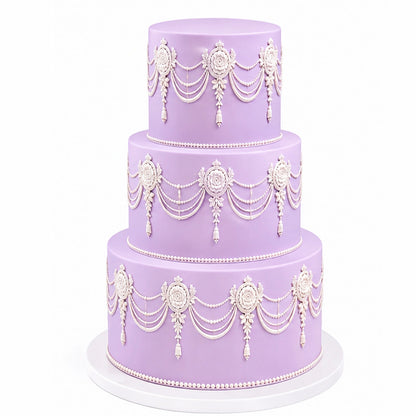 Wedding Pearl Swag Edible Image Cake Wrap - Seamless -  Precut Icing Sheet 