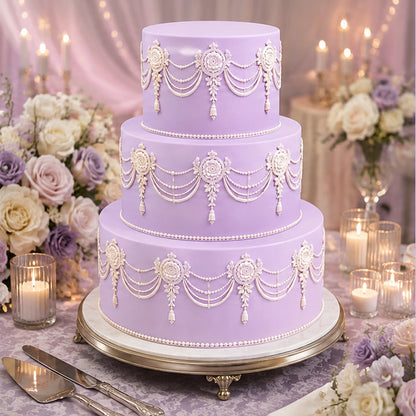 Wedding Pearl Swag Edible Image Cake Wrap - Seamless -  Precut Icing Sheet Celebration