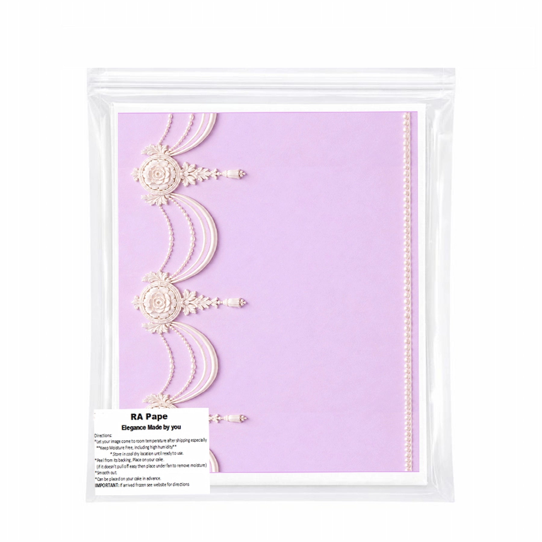 We send you Enough precut Wedding Pearl Swag Edible Image Cake Wrap - Seamless -  Precut Icing Sheet  to fit the cake you select