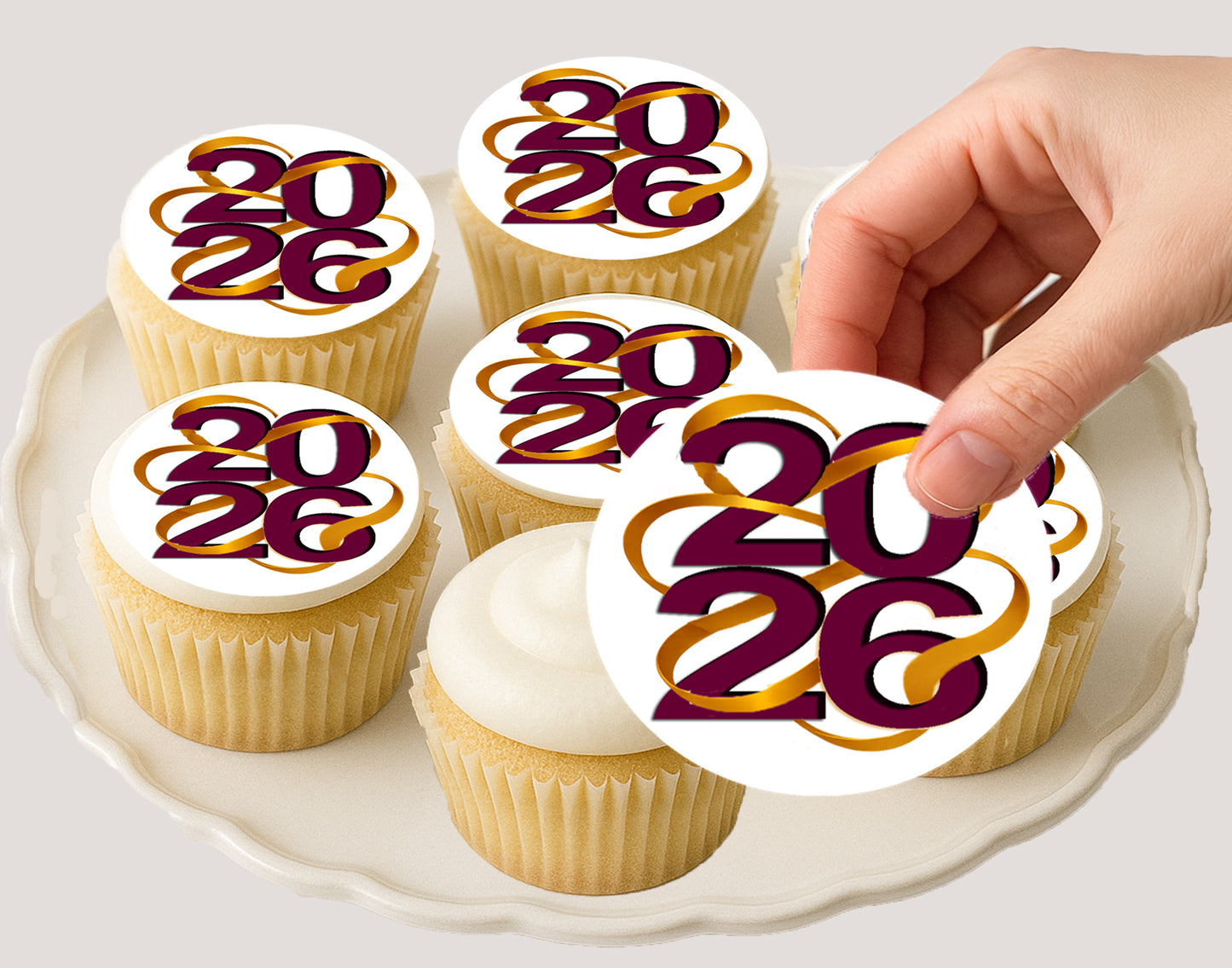 Winding Ribbon New Year Edible Image Cookie & Cupcake Topper 20