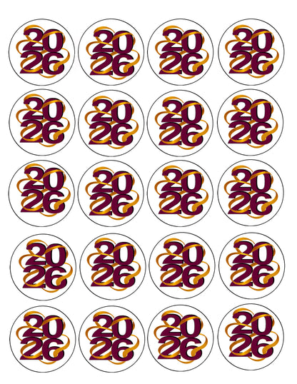 Set of 20 Winding Ribbon New Year Edible Image Cookie & Cupcake Topper