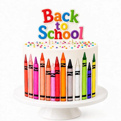 ack to School Edible Image Cake Wrap Seamless Colorful Crayons – Icing Sheet - RA Pape easy to use