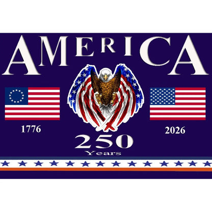 USA 250th Anniversary Happy Birthday Edible Icing Sheet Cake Topper sheet topper design.