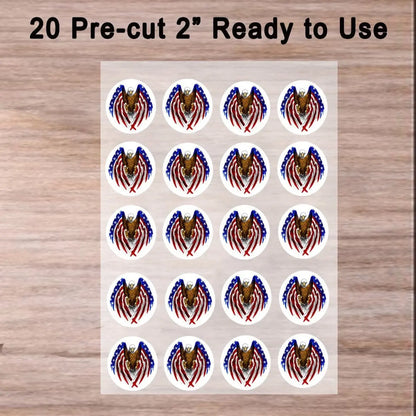 American Eagle Flag Edible Cookie & Cupcake Toppers – 20 Precut 20 precut topper designs.