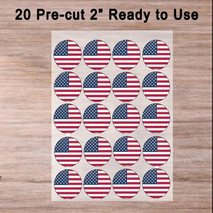 July 4th American Flag Edible Cookie & Cupcake Toppers – 20 Precut 20 precut topper designs.
