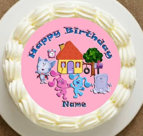 Pink Blue Has a Clue for your Birthday Edible Icing Image