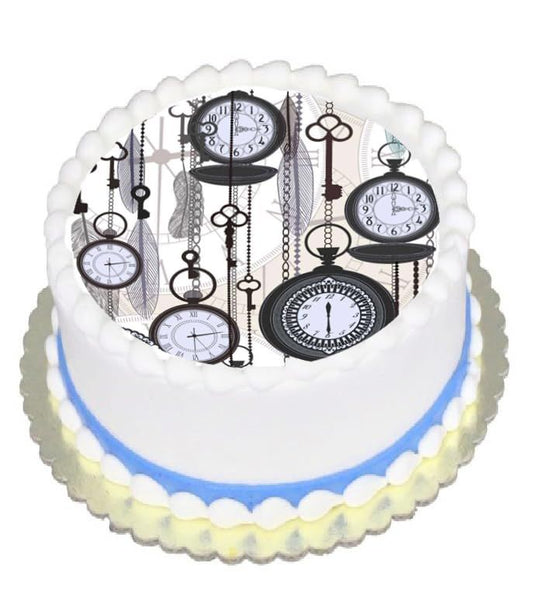 Timeless Vintage Pocket Watch  Edible Cake Image