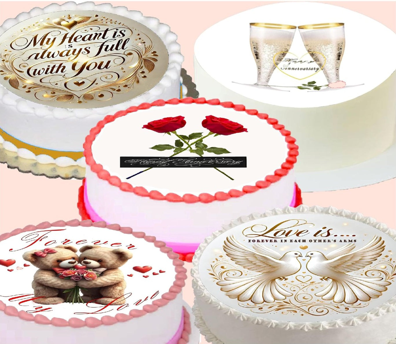 Collection of anniversary edible image cake toppers