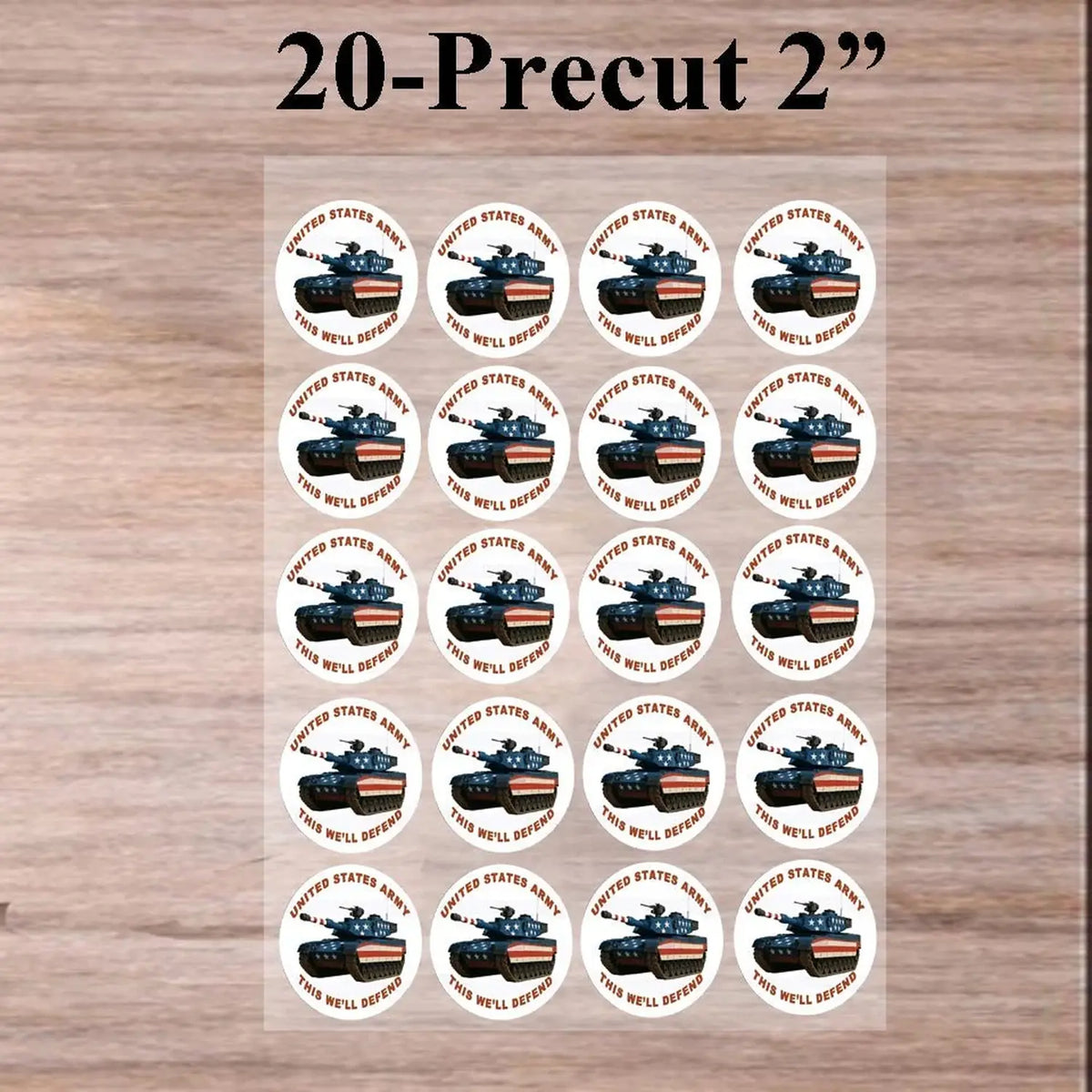 Army This We'll Defend Edible Cookie & Cupcake Toppers – 20 Precut 20 precut topper designs.