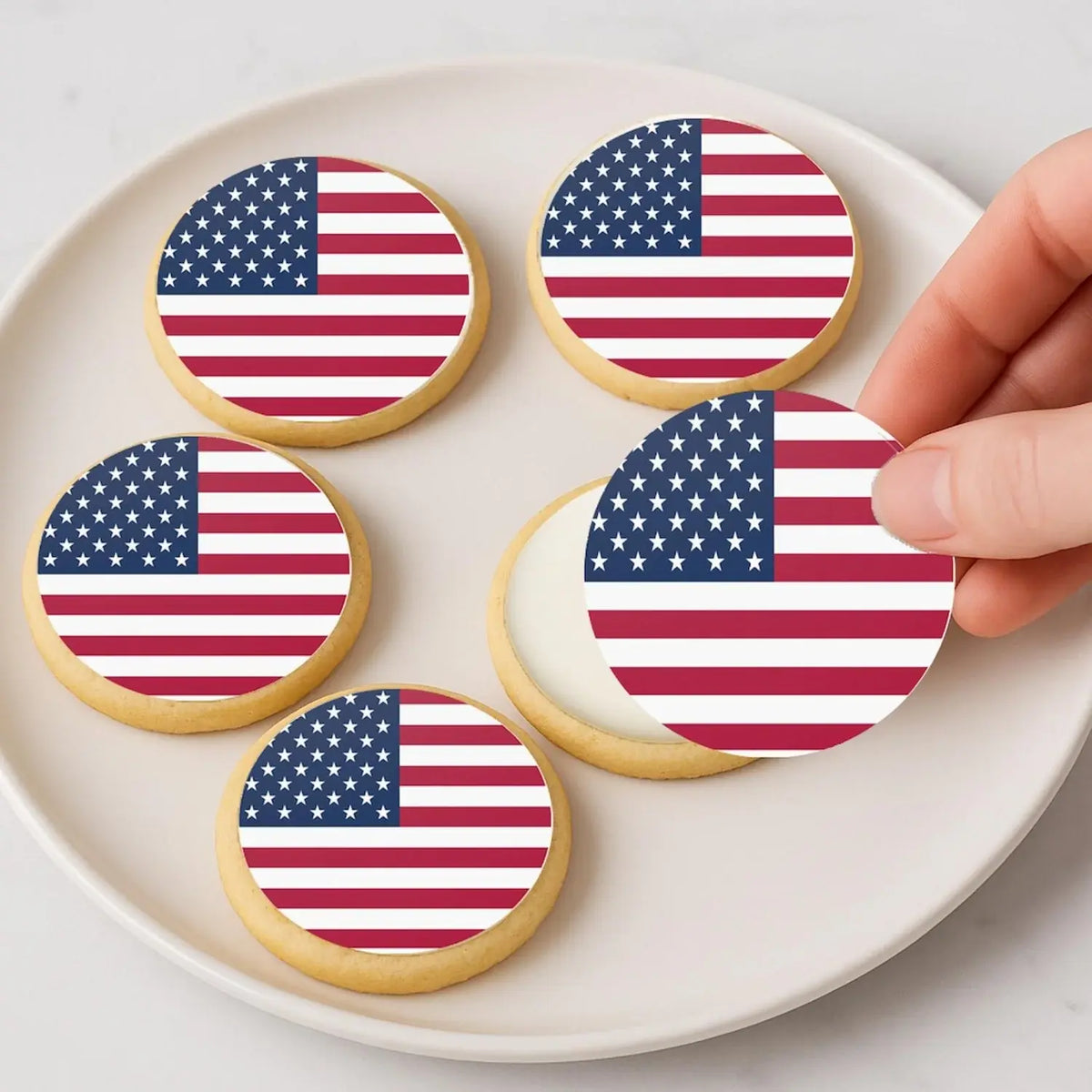 July 4th American Flag Edible Cookie & Cupcake Toppers – 20 Precut on cookies.