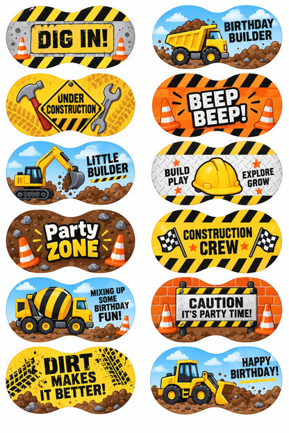 Variety of custom printed peanut-shaped edible cookie toppers featuring photos and logos