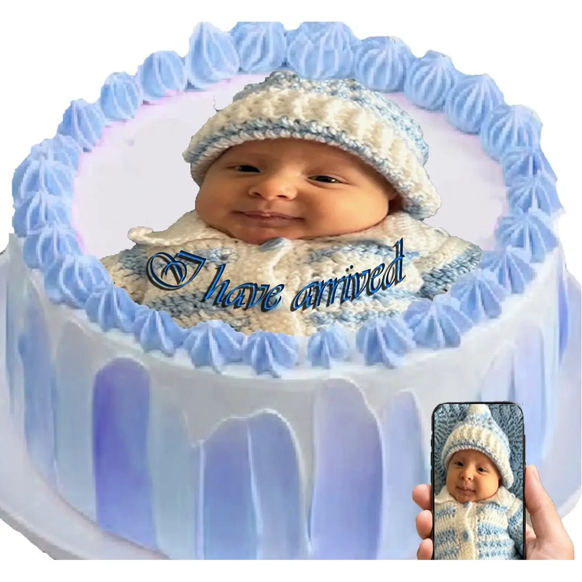 Printed personalized edible icing image for applying to a frosted cake