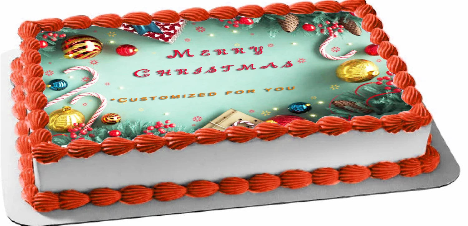 Edible Icing Images Sheet Cake Topper Christmas Celebration-themed.