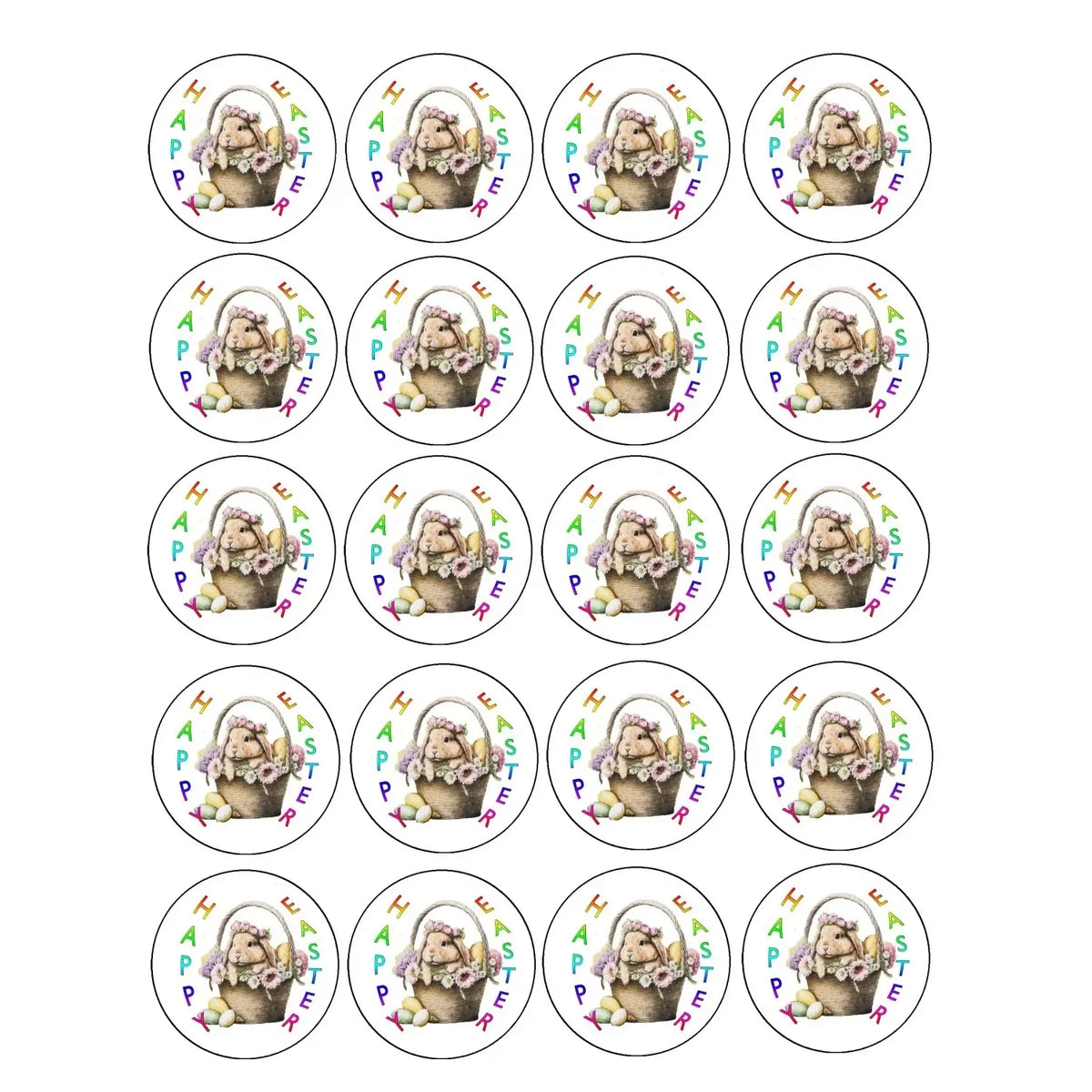 Easter Bunny Basket Edible Cookie & Cupcake Toppers – 20 Precut 20 precut topper designs.