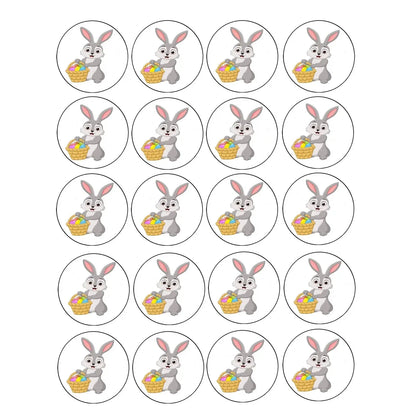 Easter Bunny with Basket Edible Cookie & Cupcake Toppers – 20 Precut 20 precut topper designs.