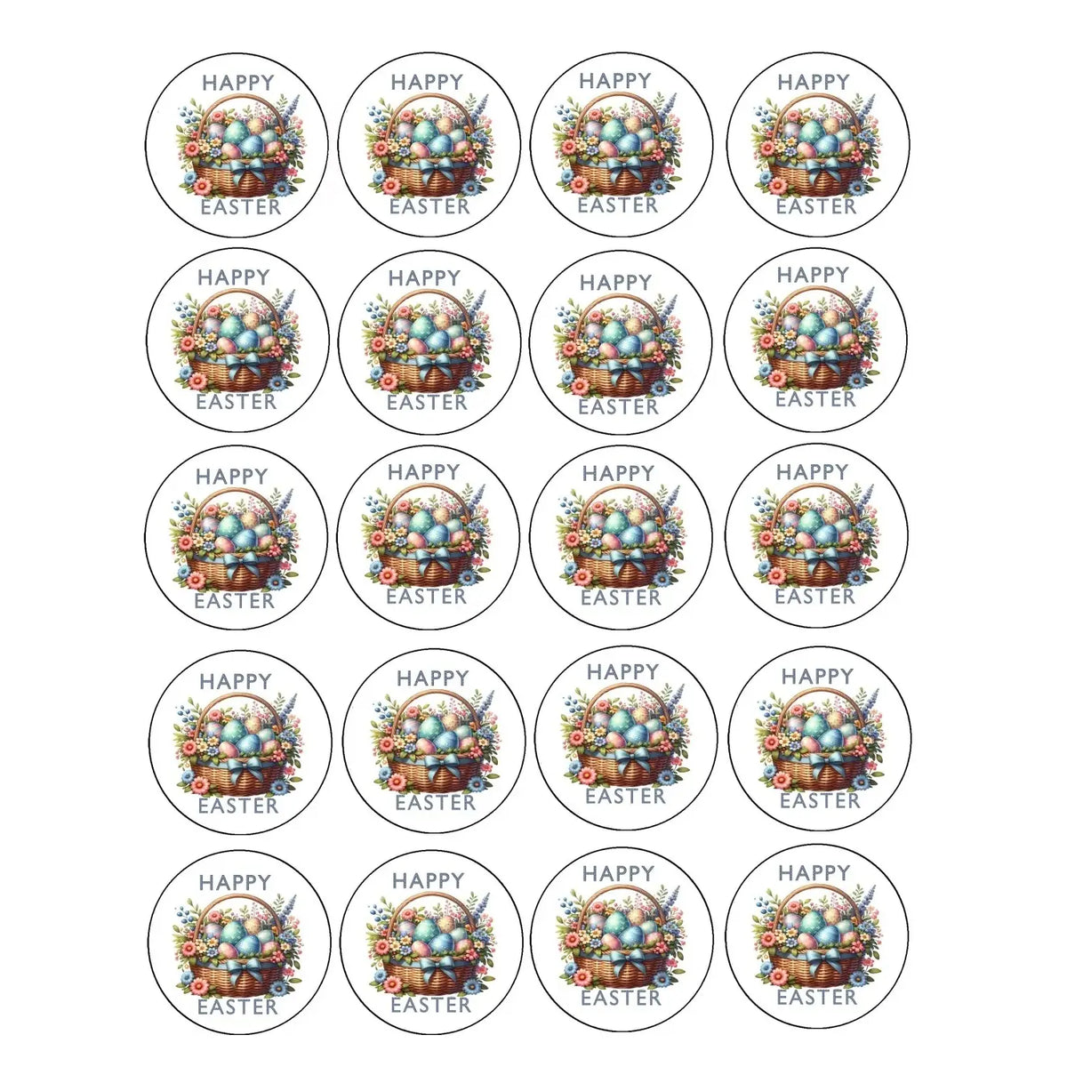 Easter Egg Basket Edible Cookie & Cupcake Toppers – 20 Precut 20 precut topper designs.