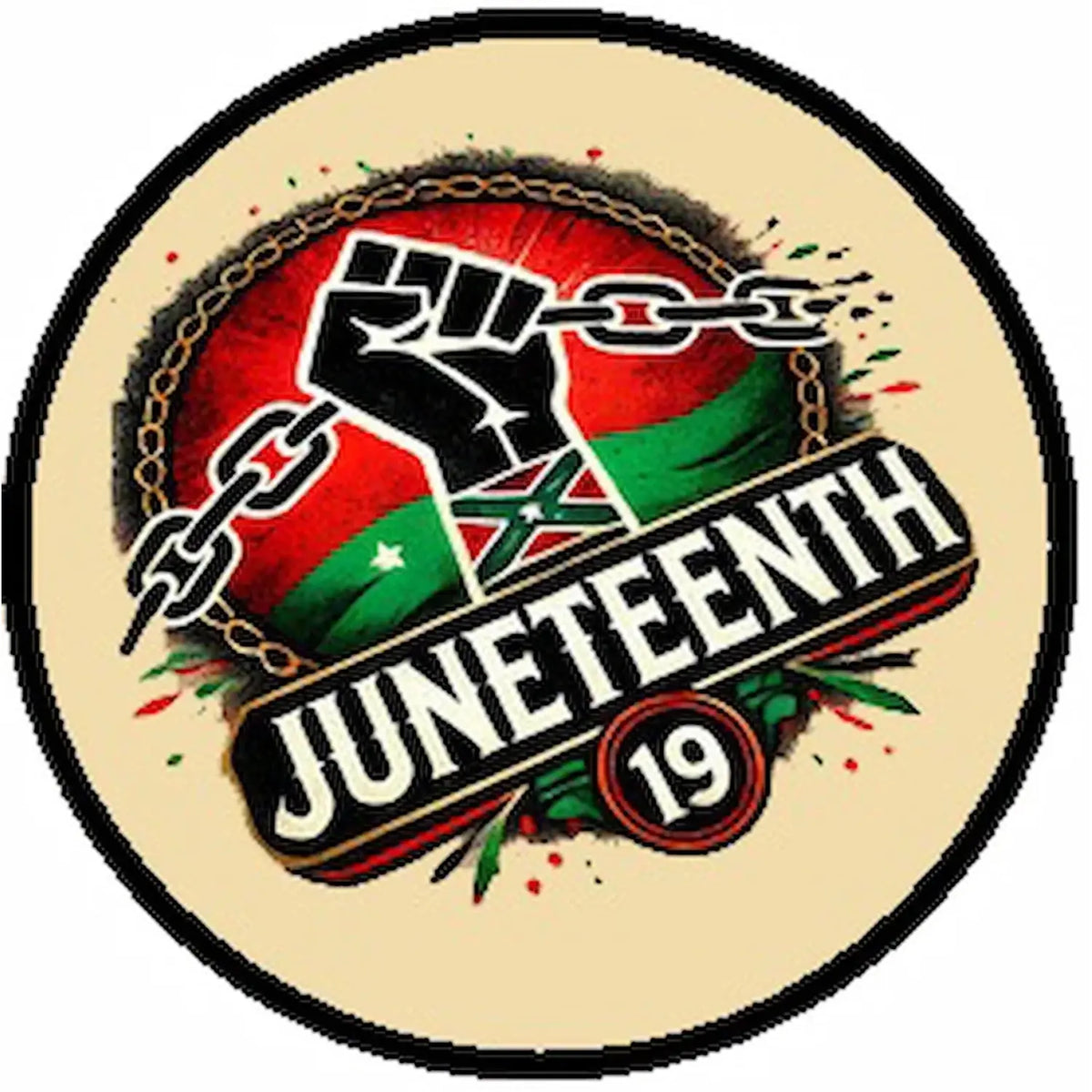 Juneteenth Breaking the Chains Edible Icing Cake Topper – 8-Inch Round precut round topper design.