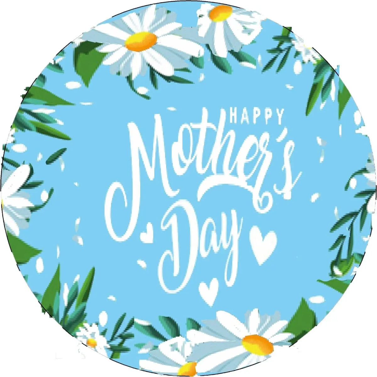 Mother's Day Daisies Edible Icing Cake Topper – 8-Inch Round round topper design.