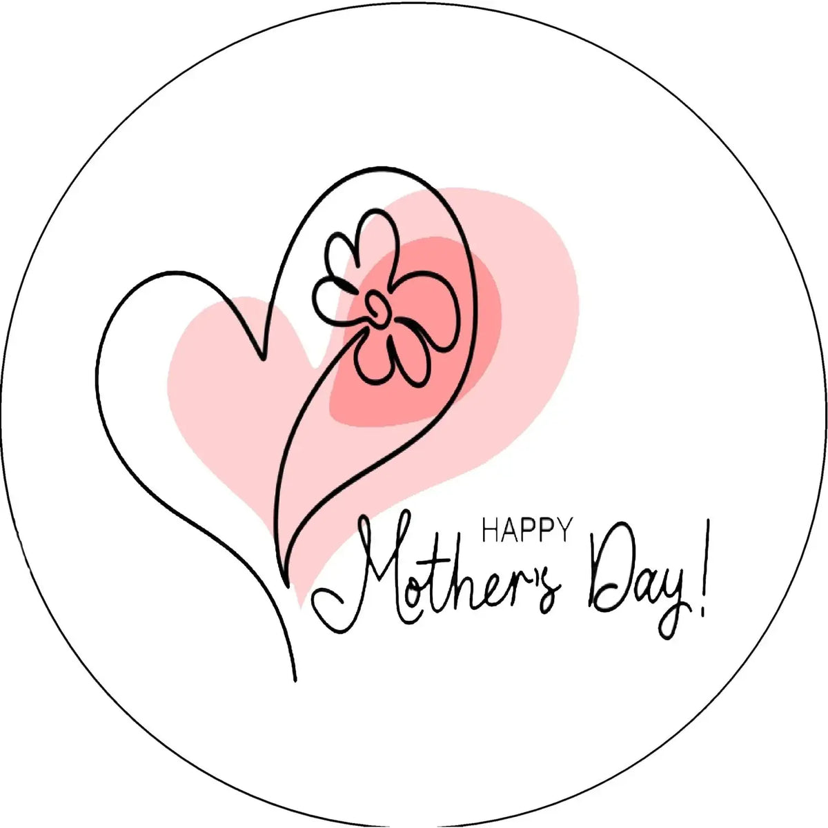 Mother's Day Heart Edible Icing Cake Topper – 8-Inch Round round topper design.