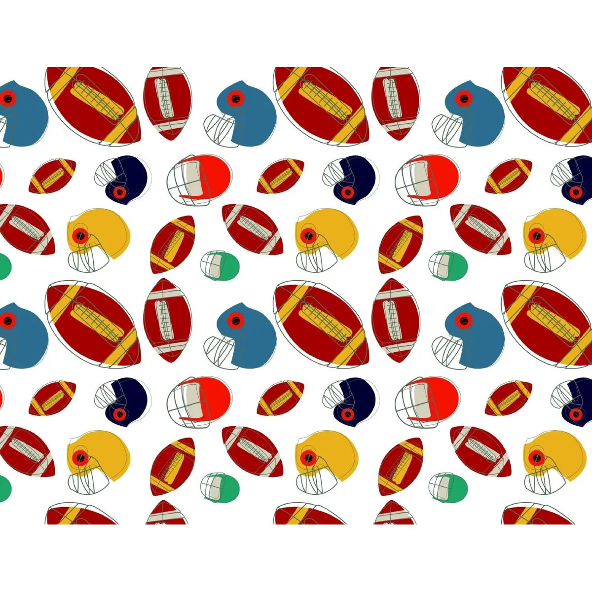 Football Game Edible Icing Sheet Cake Topper, sheet design with footballs and helmets.