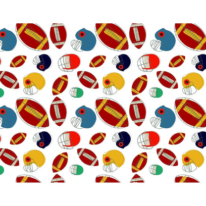 Football Game Edible Icing Sheet Cake Topper, sheet design with footballs and helmets.