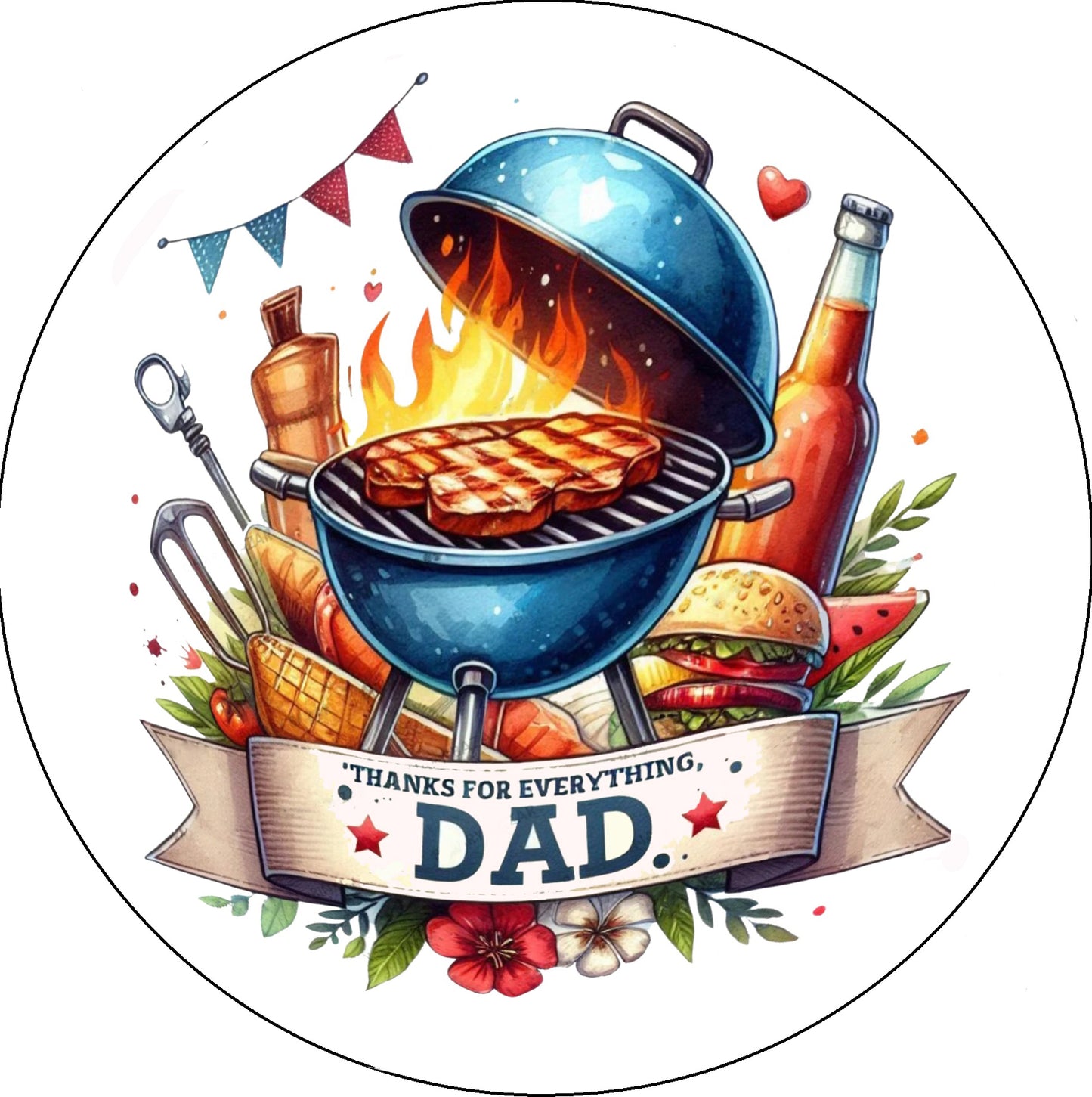 Fathers Day Grill Dad Edible Image Sheet Cake Topper - Precut Easy To Use