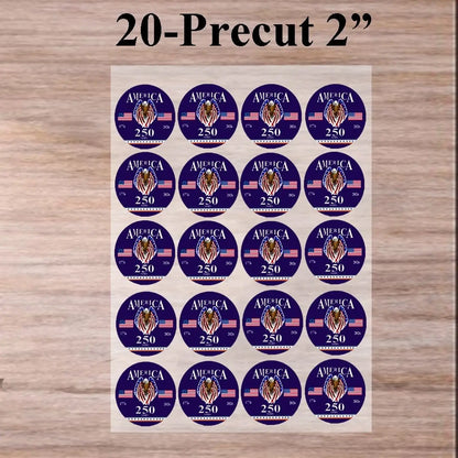 USA 250th Anniversary Happy Birthday Edible Cookie & Cupcake Toppers – 20 Precut 20 precut topper designs.