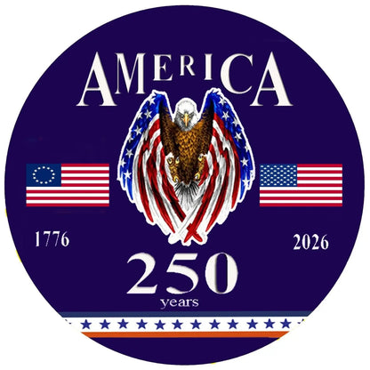 USA 250th Anniversary Happy Birthday Edible Icing Cake Topper – 8-Inch Round round topper design.