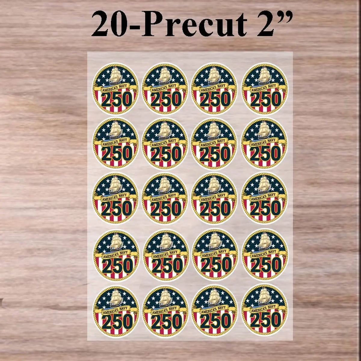 Navy USA 250th Birthday Edible Cookie & Cupcake Toppers – 20 Precut 20 precut topper designs.